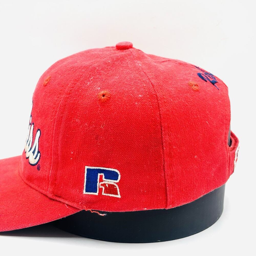 Vintage VTG Ole Miss Mississippi Rebels Russell The Game Cap Hat - Red/Blue - Picture 4 of 9